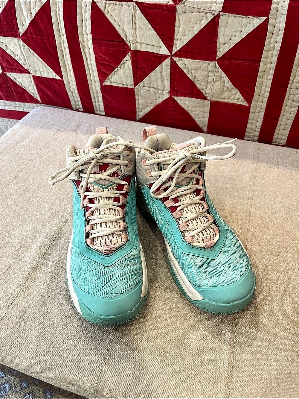 Moolah Press Break 2 K1 Basketball Shoes Mint Green & Pink US 5.5